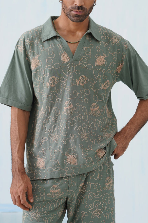 Reef Rider Cotton Knit T-Shirt (Midnight Black)