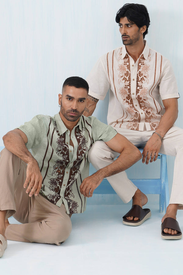 Twin Vines Cotton Linen Shirt