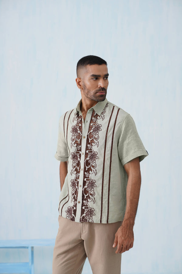 Twin Vines Cotton Linen Shirt