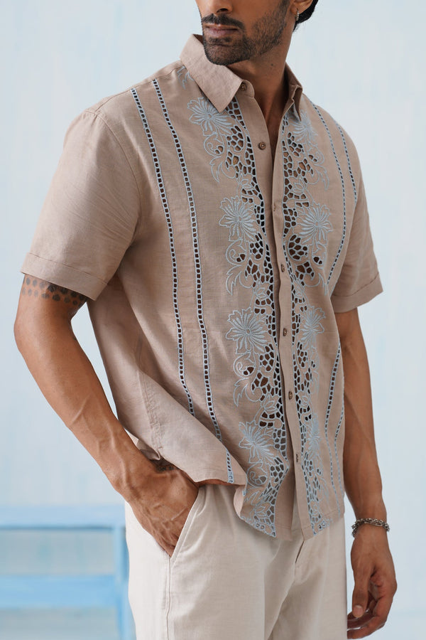 Twin Vines Cotton Linen Shirt