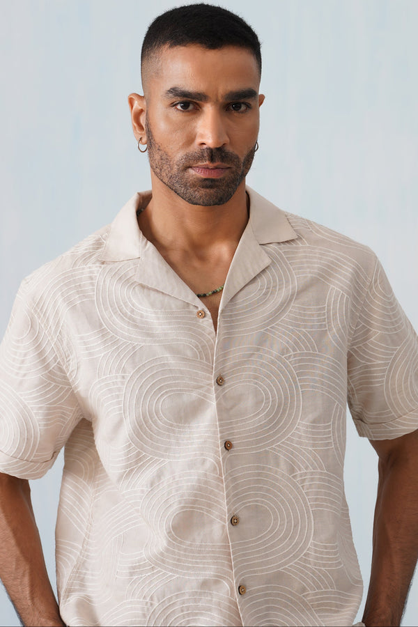 Dune Ripple Cotton Linen Shirt