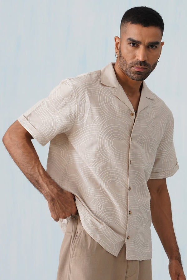 Dune Ripple Cotton Linen Shirt