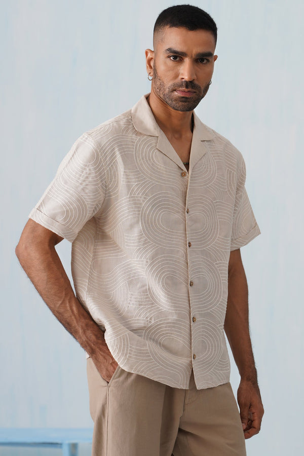 Dune Ripple Cotton Linen Shirt