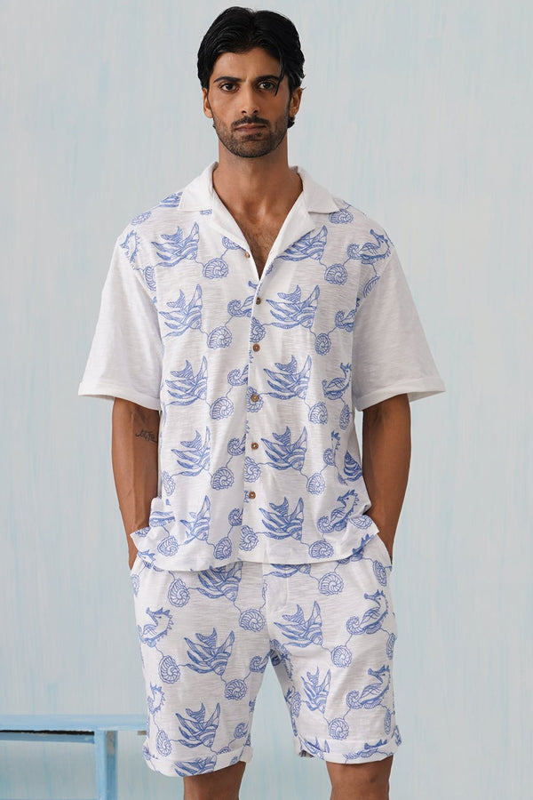 Tidal Tales Cotton Slub Knit Co-ord Set (White)