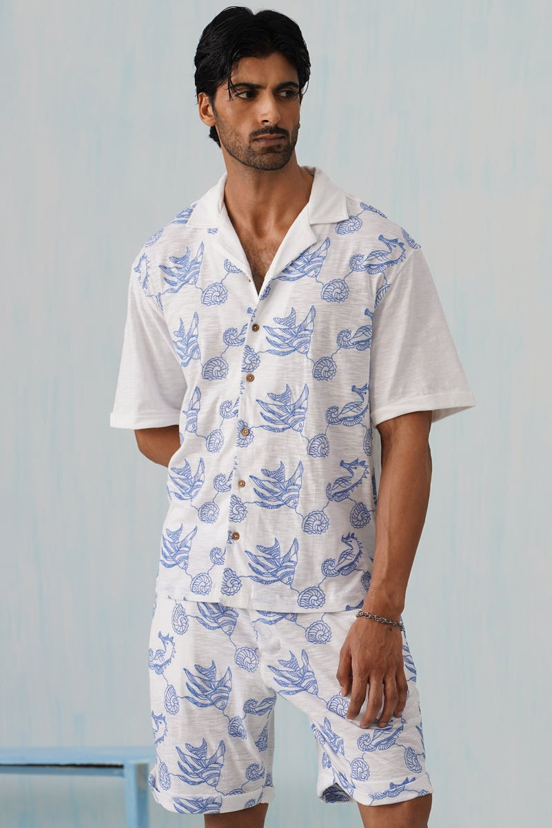 Tidal Tales Cotton Slub Knit Co-ord Set (White)