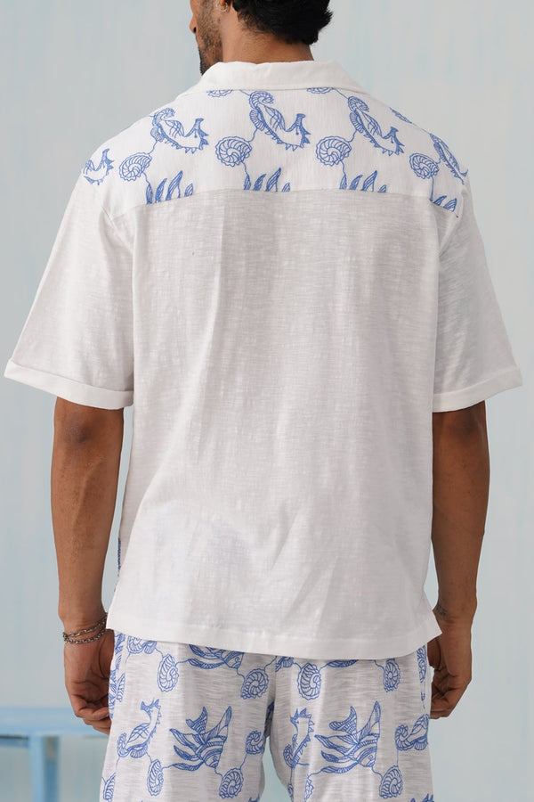 Tidal Tales Cotton Slub Knit Shirt (White)