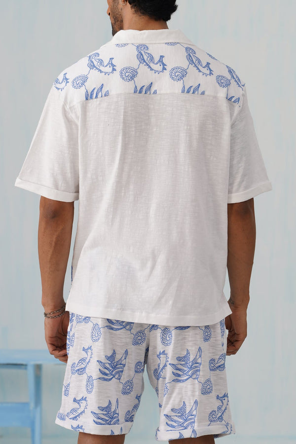 Tidal Tales Cotton Slub Knit Co-ord Set (White)