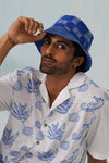 Krab Shack Bucket Hat (Unisex) - Cotton Linen (Deep Sea - Blue)