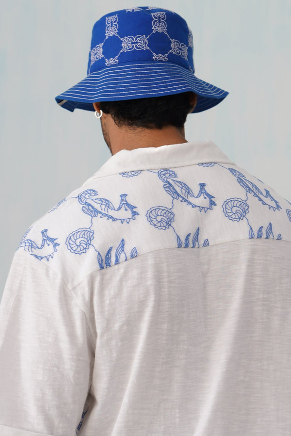 Krab Shack Bucket Hat (Unisex) - Cotton Linen (Deep Sea - Blue)