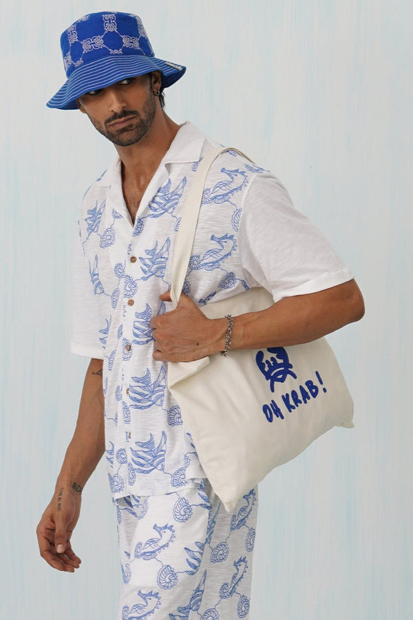 Tidal Tales Cotton Slub Knit Shirt (White)