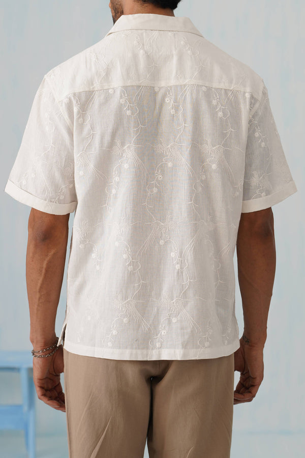 Plume & Bloom Cotton Linen Shirt (Ivory White)