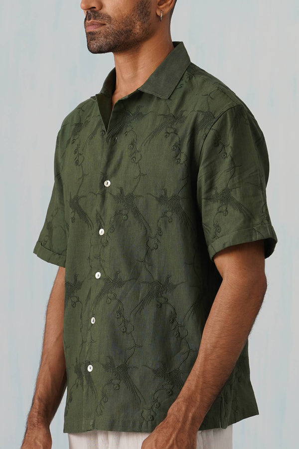 Plume & Bloom Cotton Linen Shirt (Ivory White)