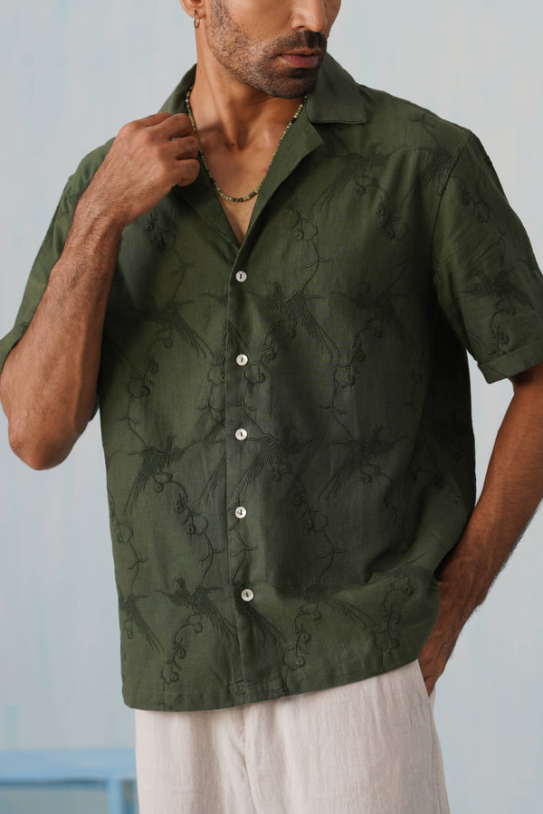 Plume & Bloom Cotton Linen Shirt (Ivory White)