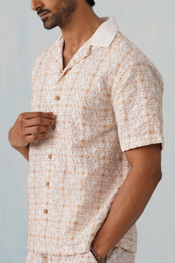 Amber Bloom Cotton Linen Shirt