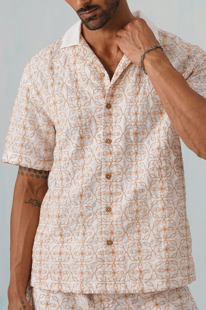 Amber Bloom Cotton Linen Shirt