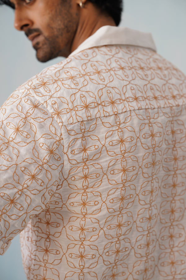 Amber Bloom Cotton Linen Shirt