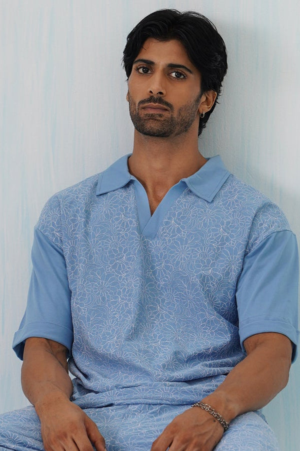 Shady Blooms Cotton Knit T-Shirt (Yellow)