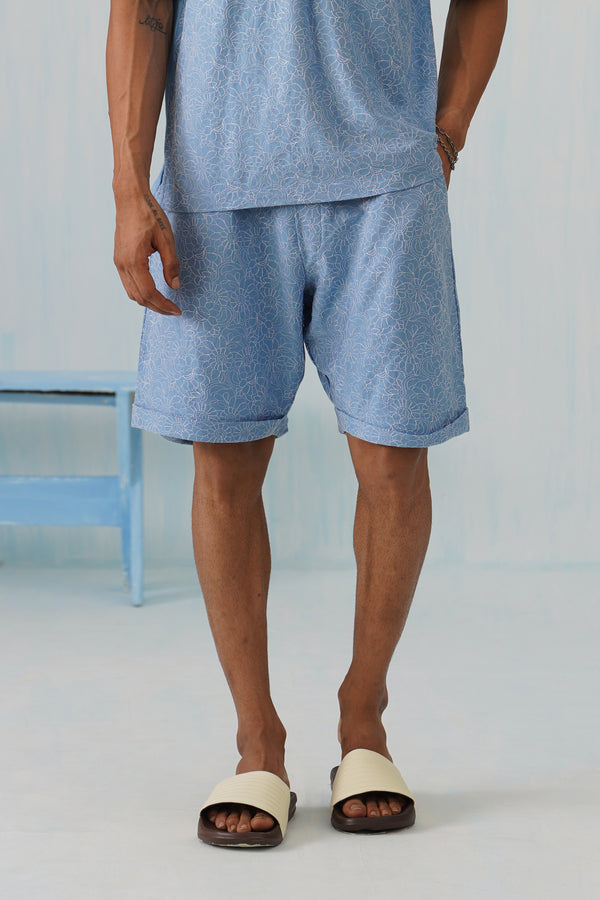 Shady Blooms Cotton Knit Shorts