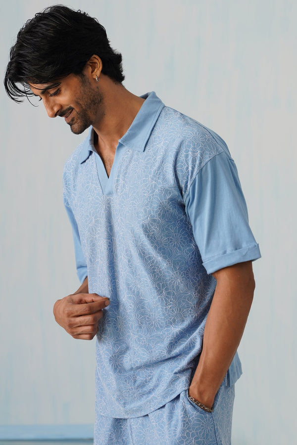 Shady Blooms Cotton Knit T-Shirt (Yellow)