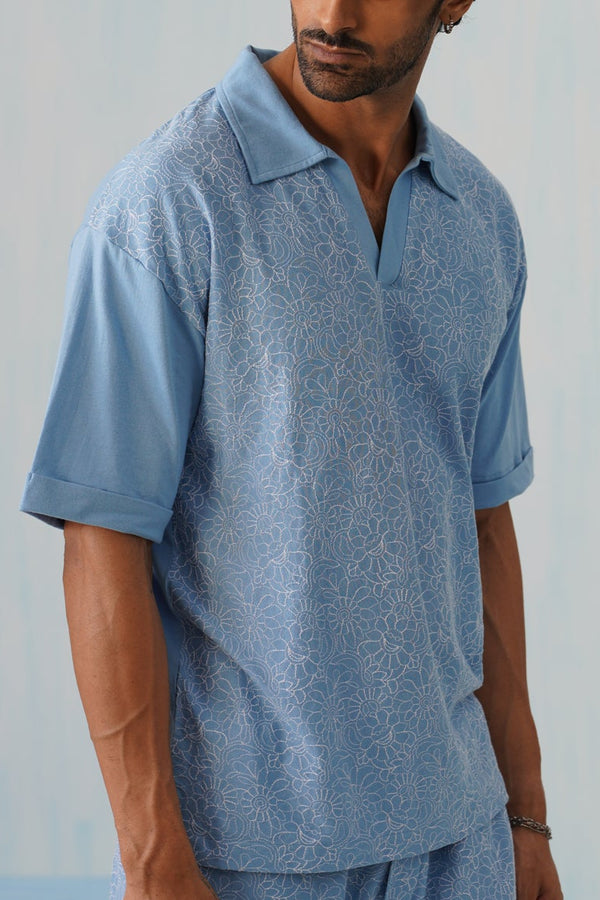 Shady Blooms Cotton Knit T-Shirt (Yellow)