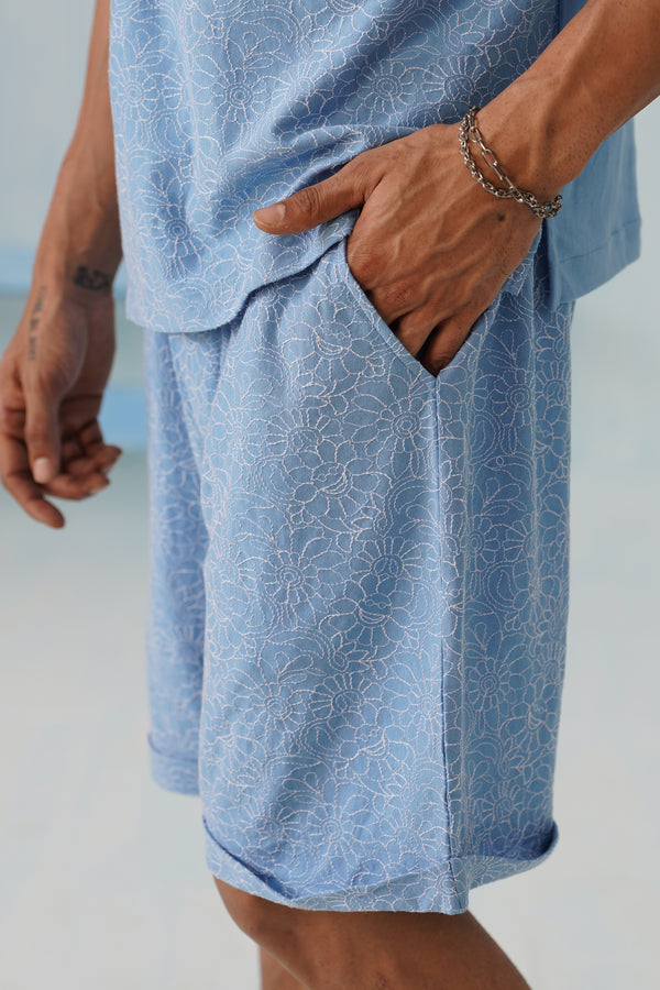 Shady Blooms Cotton Knit Shorts