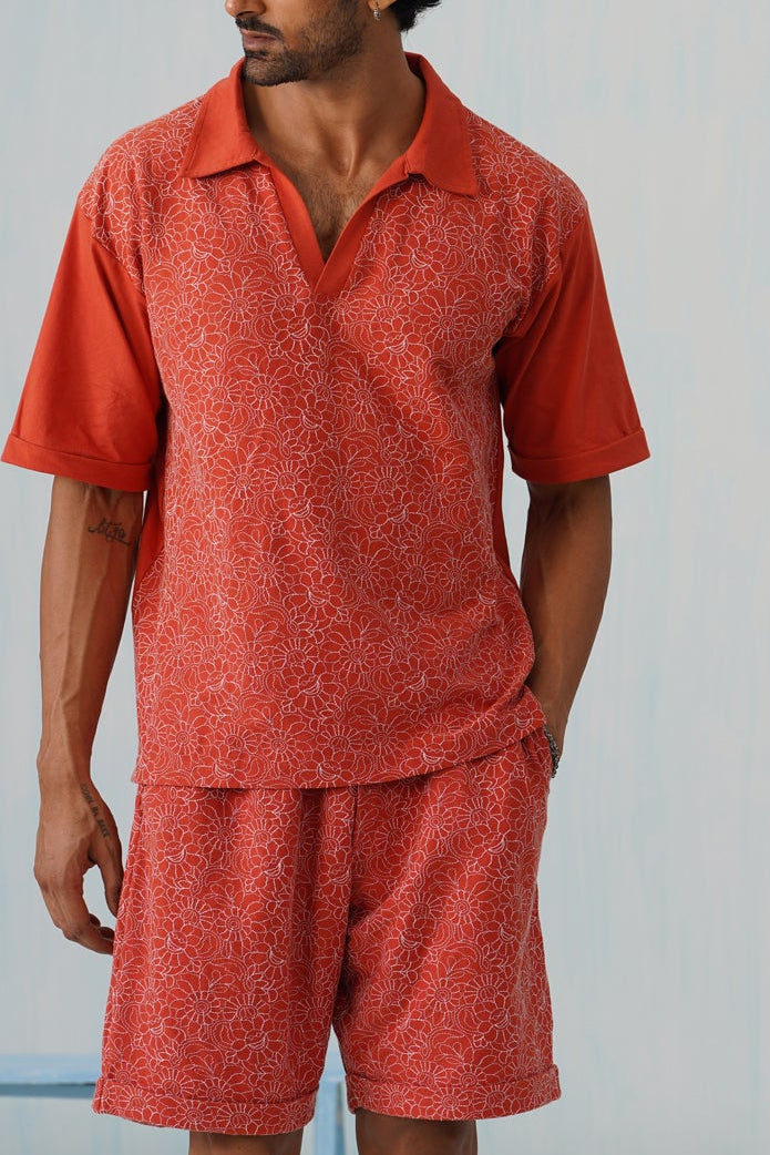 Shady Blooms Cotton Knit Co-ord Set (Sky Blue)