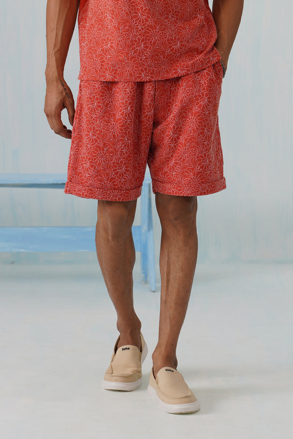 Shady Blooms Cotton Knit Shorts