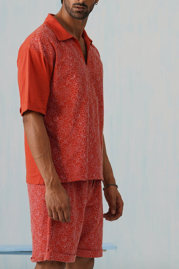 Shady Blooms Cotton Knit Co-ord Set (Dark Green)