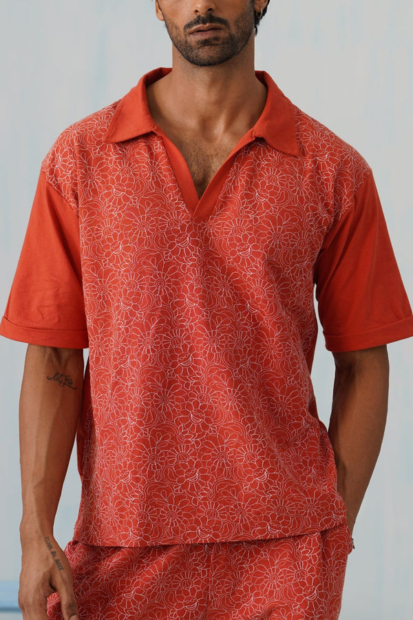 Shady Blooms Cotton Knit T-Shirt (Yellow)