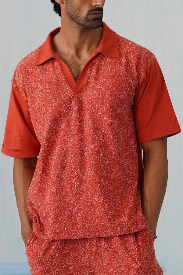 Shady Blooms Cotton Knit T-Shirt (Yellow)