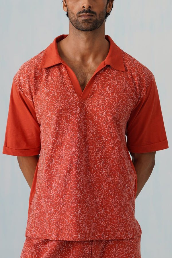 Shady Blooms Cotton Knit T-Shirt (Yellow)