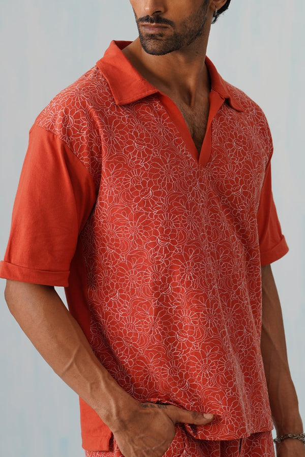 Shady Blooms Cotton Knit T-Shirt (Yellow)