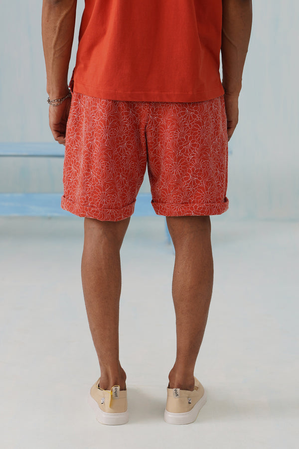 Shady Blooms Cotton Knit Shorts