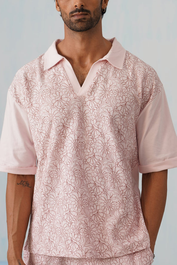 Shady Blooms Cotton Knit T-Shirt (Yellow)