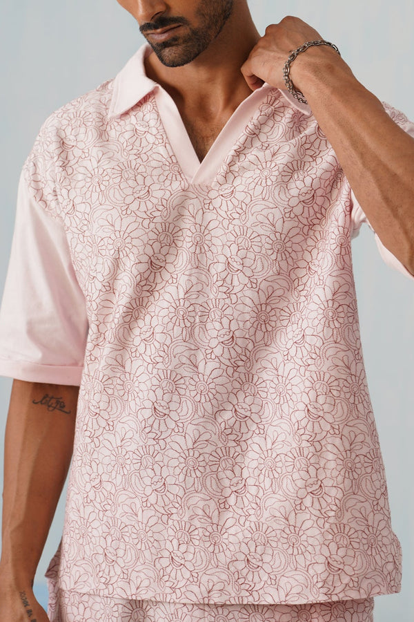 Shady Blooms Cotton Knit T-Shirt (Yellow)