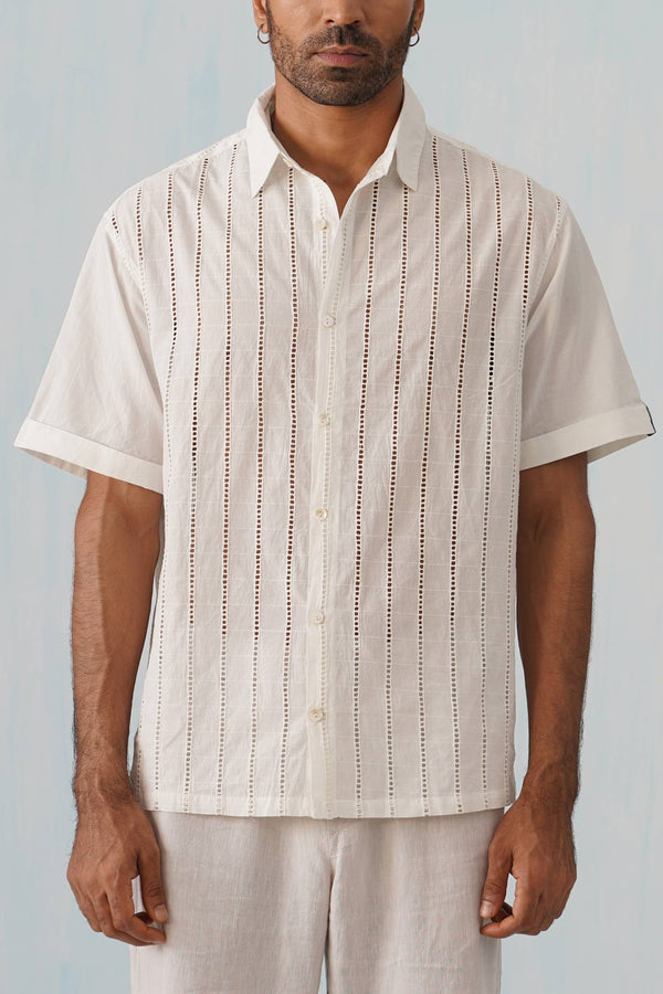 Step & Stripe 100 % Cotton Shirt (Sky Blue)