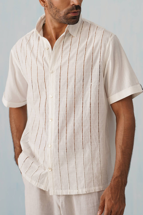 Step & Stripe 100 % Cotton Shirt (Sky Blue)