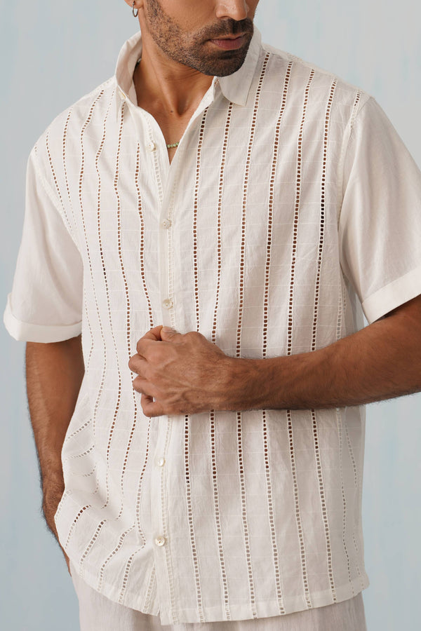 Step & Stripe 100 % Cotton Shirt (Sky Blue)