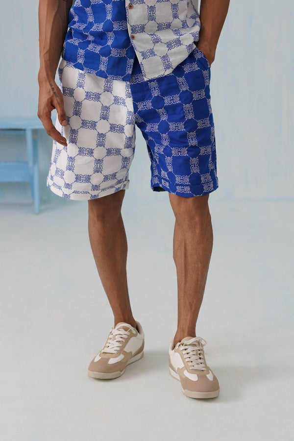 Knotty Krabs (Linen) Shorts - Surf & Foam