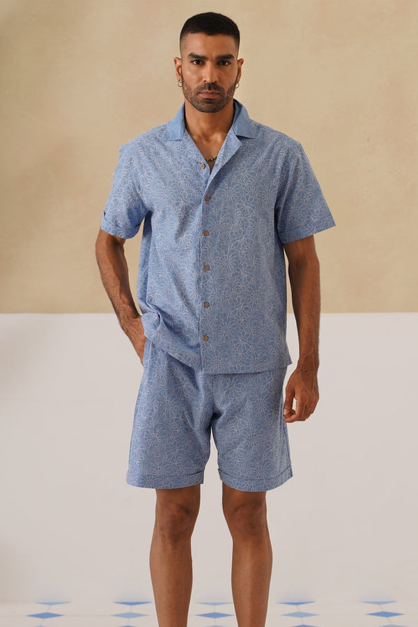 Azure Blooms Cotton Co-ord Set