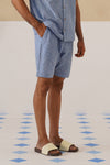 Azure Blooms Cotton Shorts