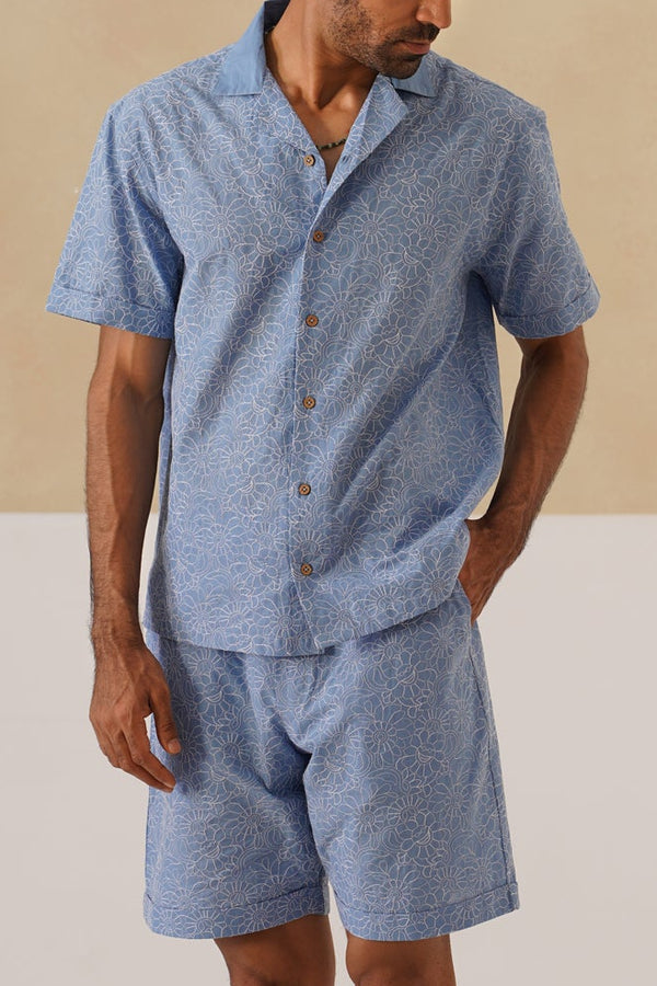 Azure Blooms Cotton Co-ord Set