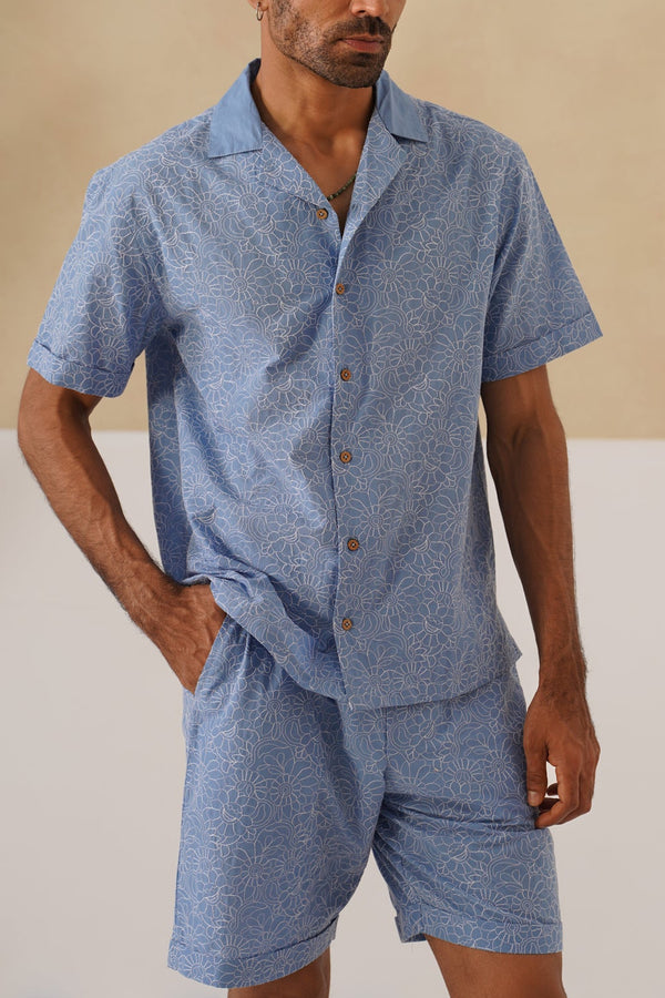 Azure Blooms Cotton Co-ord Set