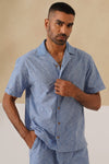 Azure Blooms Cotton Shirt