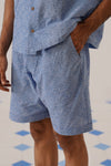 Azure Blooms Cotton Shorts