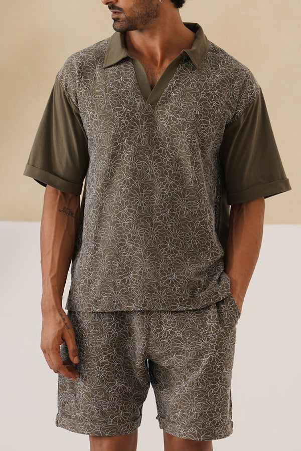 Shady Blooms Cotton Knit Co-ord Set