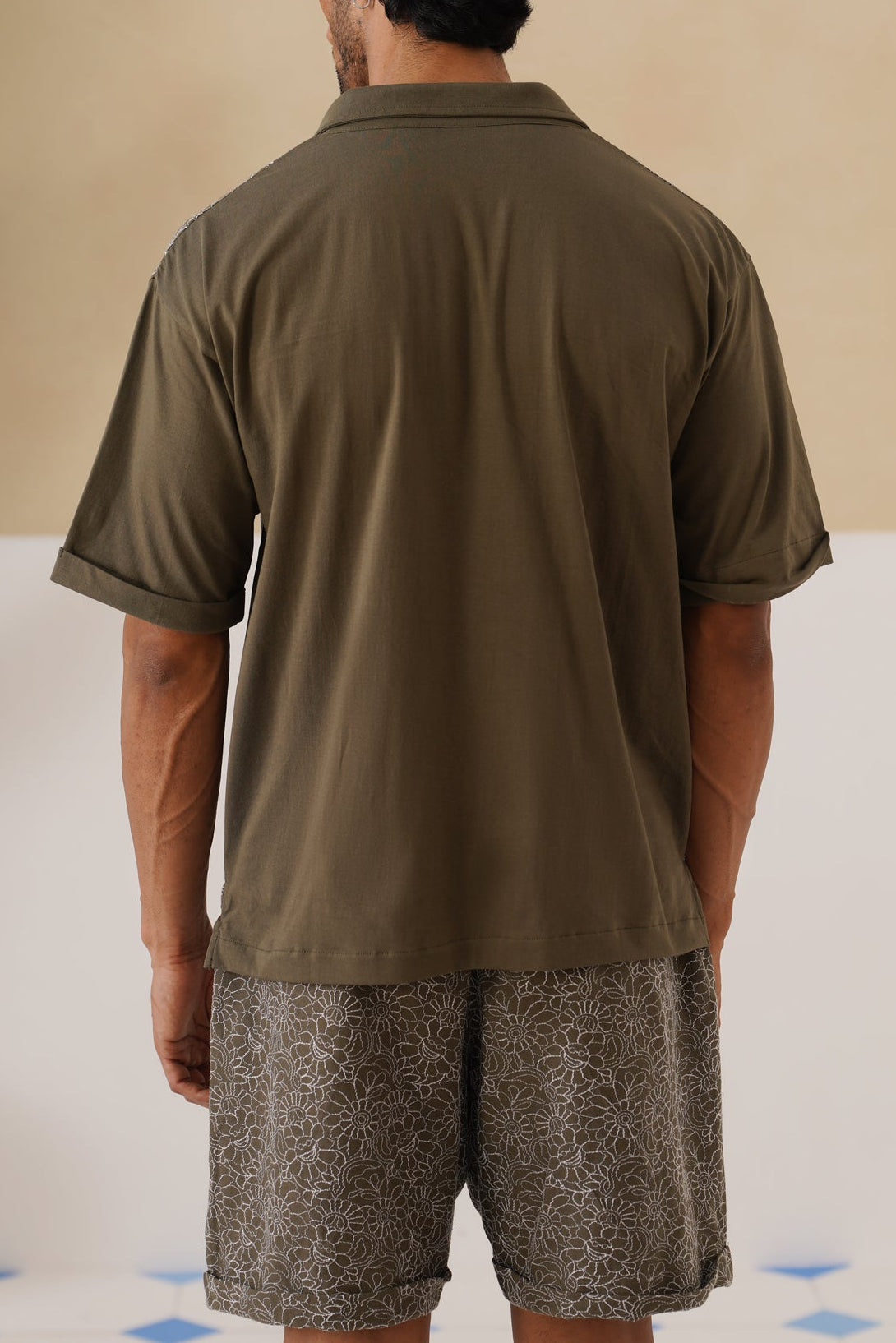 Shady Blooms Cotton Knit Co-ord Set (Dark Green)