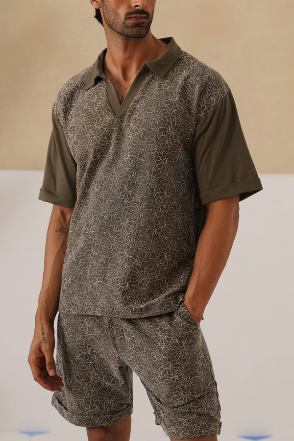 Shady Blooms Cotton Knit Co-ord Set