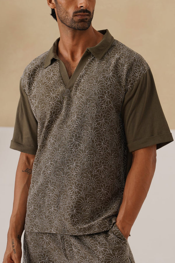 Shady Blooms Cotton Knit T-Shirt (Yellow)