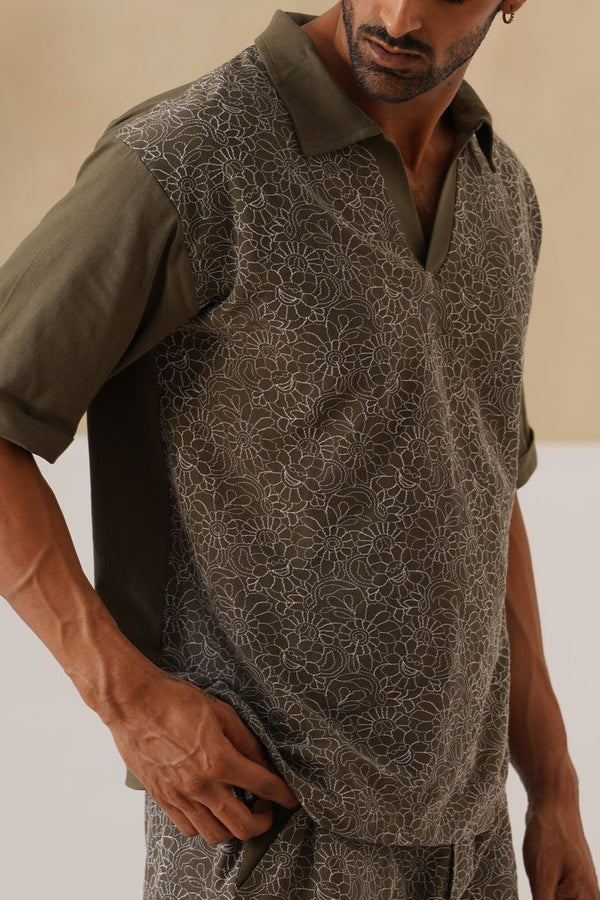 Shady Blooms Cotton Knit T-Shirt (Yellow)